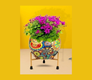 Elegant Iron Printed Planter on Stand (DC-1206-B)